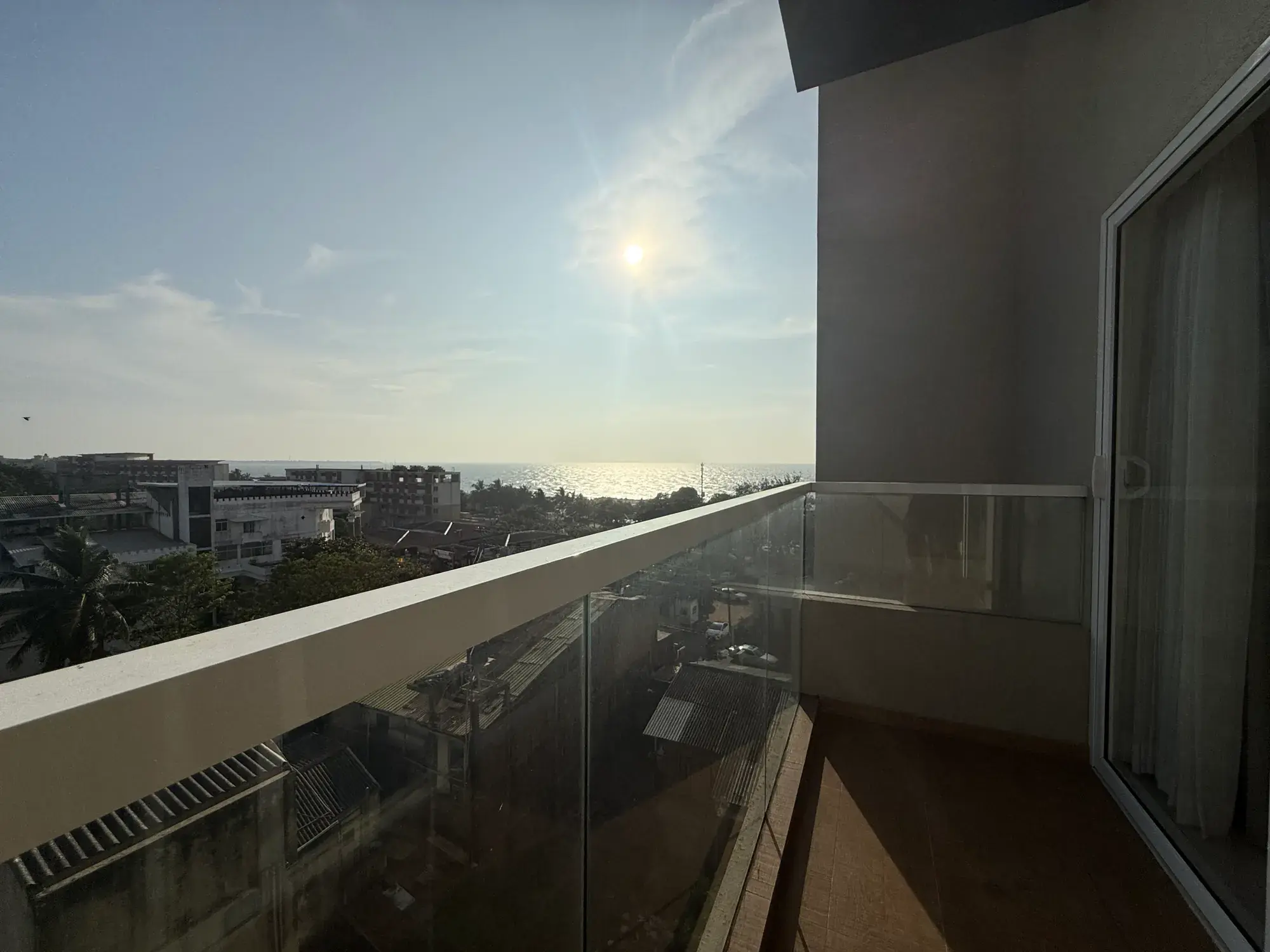 Balcony with a glass railing