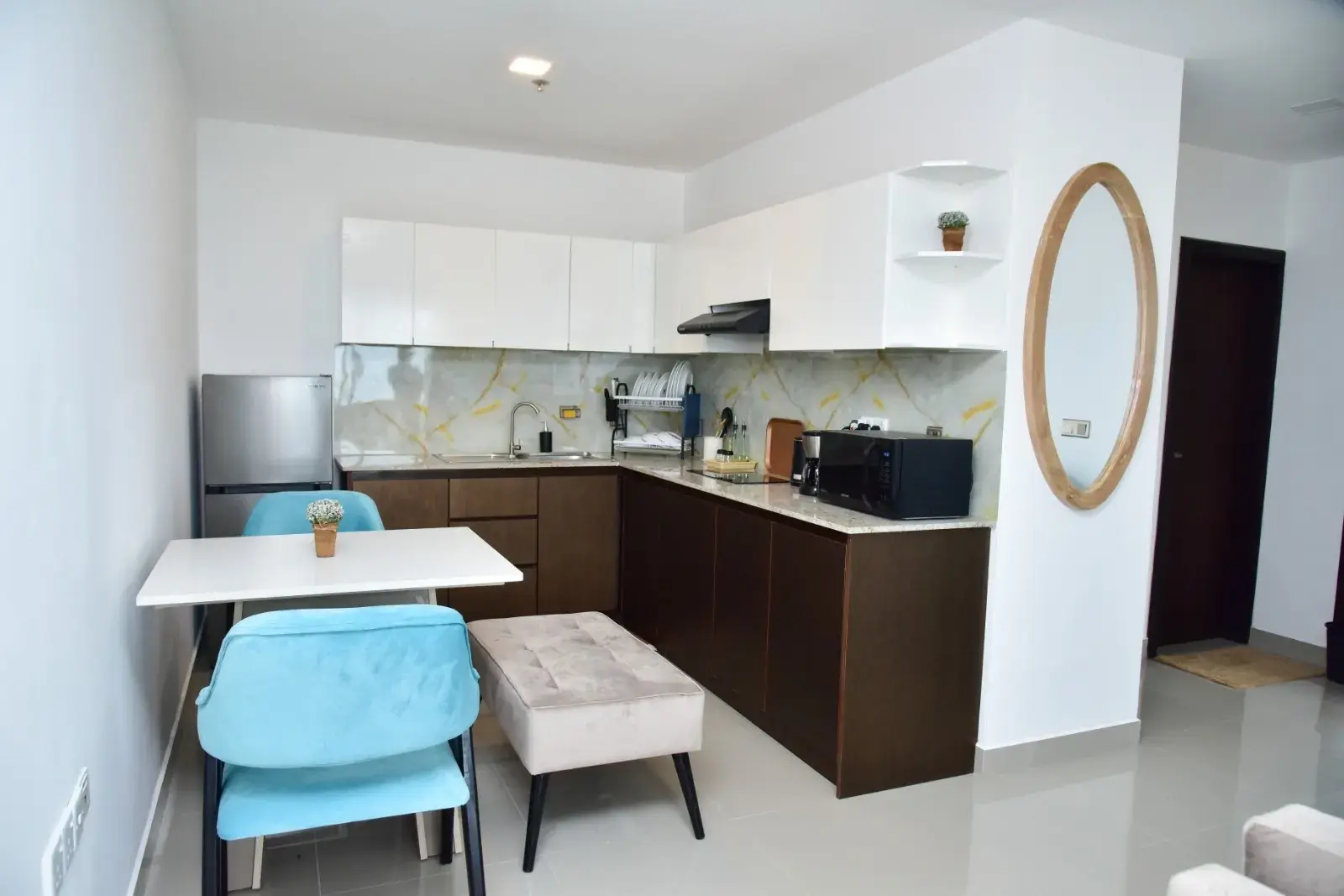 Kitchen with a small dining table