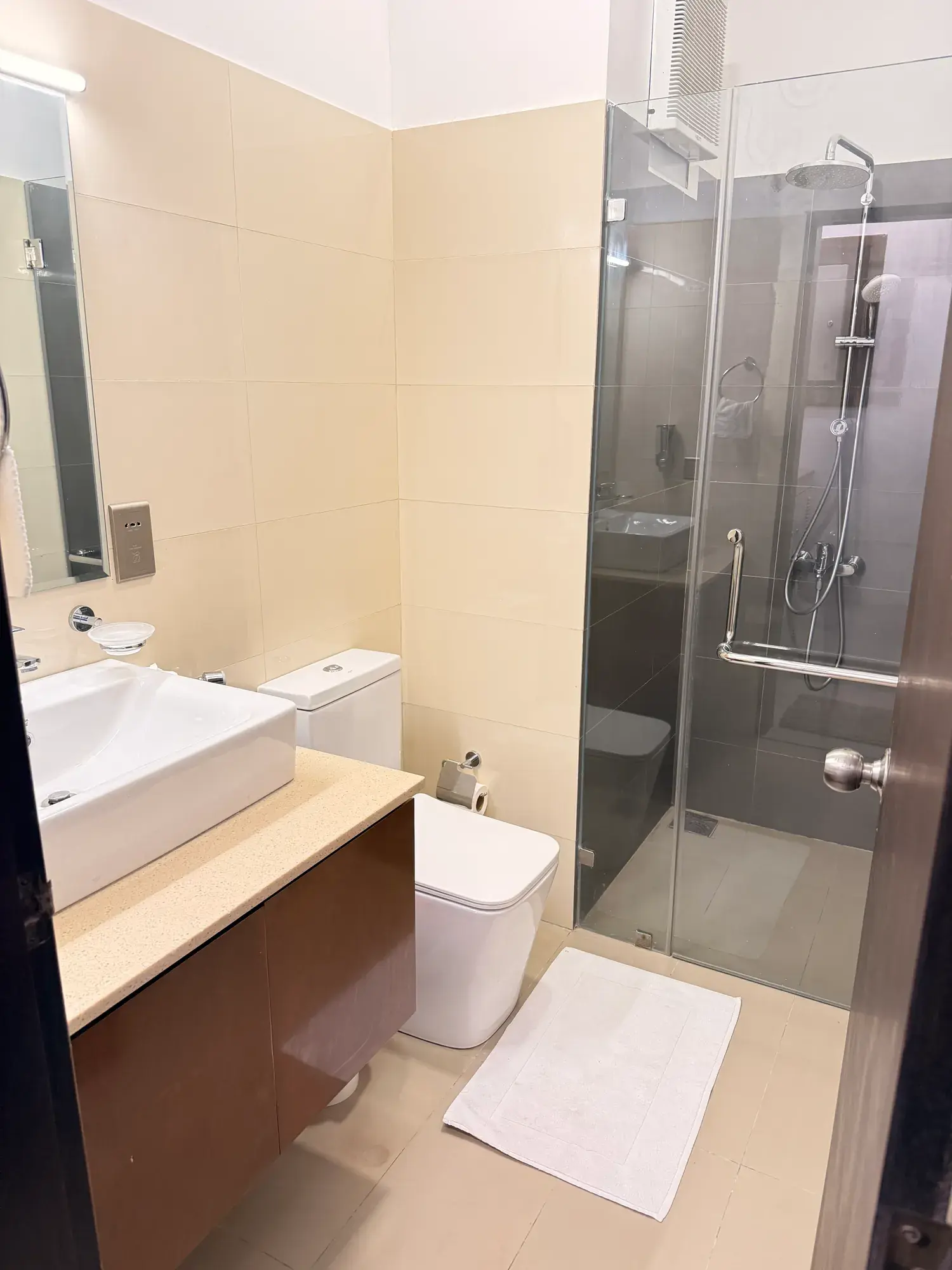 Bathroom with a glass shower