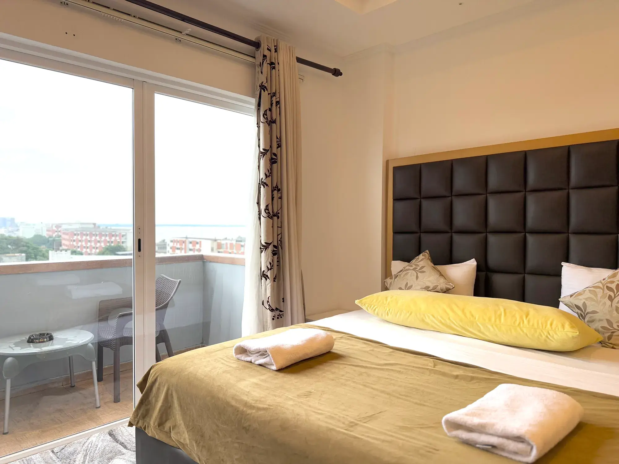 Bedroom next to the balcony doors