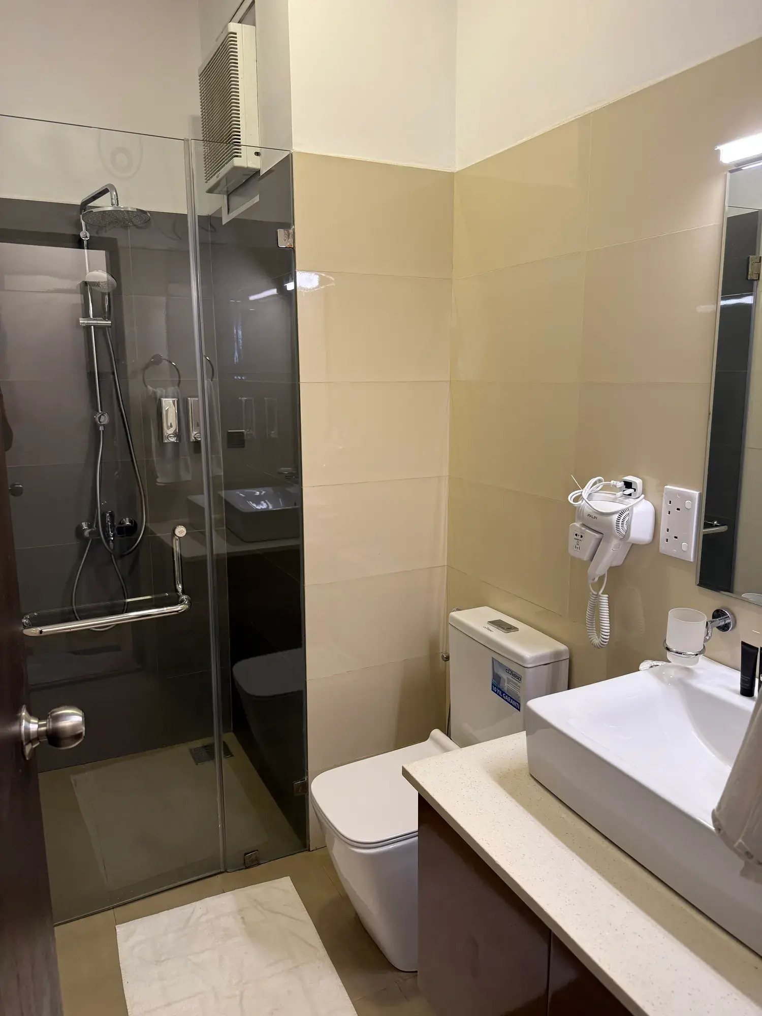 Bathroom with a glass shower