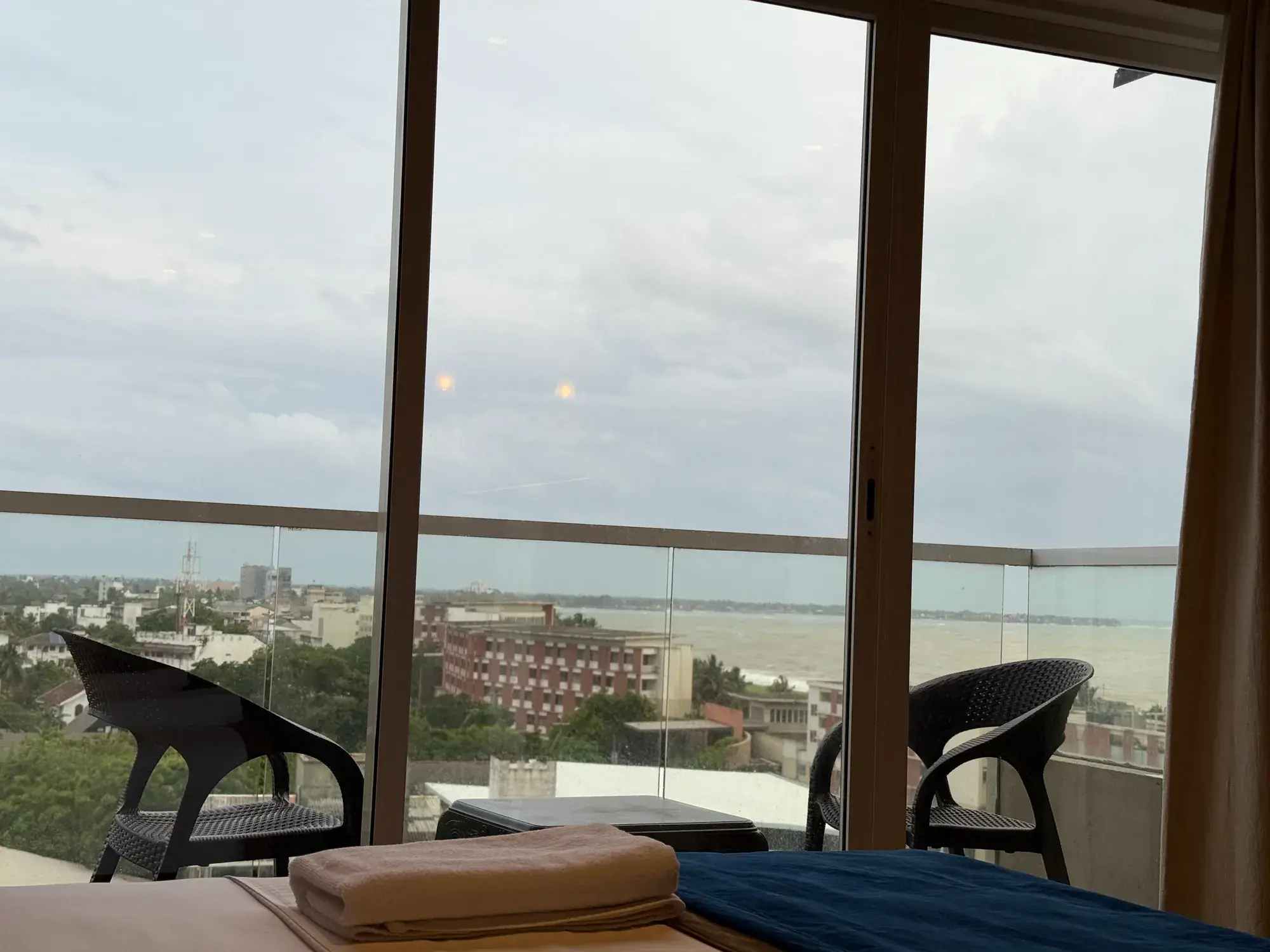 View through the windows from the bed