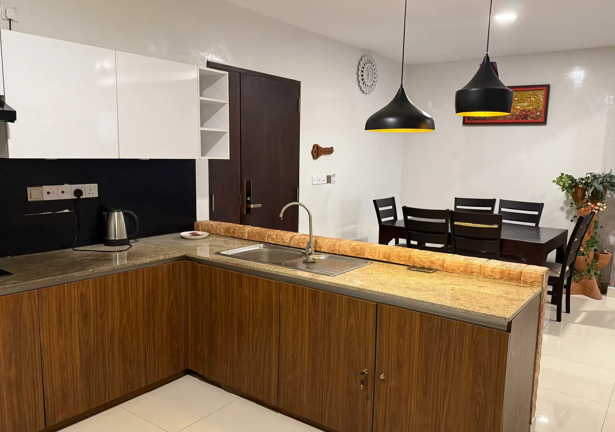 Kitchen counter next to the dining area
